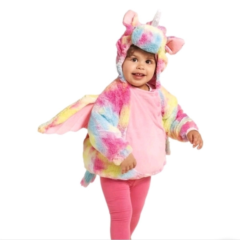 NWT Infant Girls Size 0-6 month Hooded Pullover Plush Unicorn Halloween‎ Costume